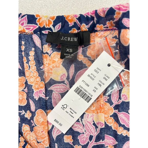 J. Crew Voile Beach Painted Block Print Floral Button Front Tiered Dress XS NWT - Picture 7 of 8